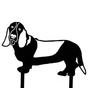Black Powder Coated Metal Basset Hound Dog Silhouette Yard Stake (Small)