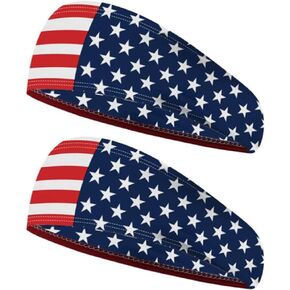 Calbeing USA Flag Headband, Sports Sweat Bands for Men, Women, Running Headband for Basketball, Yoga, Exercise, Workout, Non-Slip Grip Strip Workout Stretchy Hairband Boys and Girls