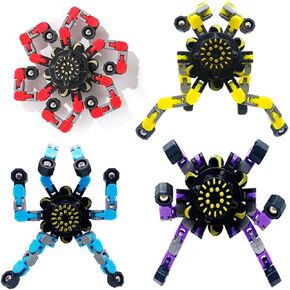 16Pack Fingertip Gyro Toy Mechanical Top DIY Deformation Robot Metal Transformable Spinners Funny Finger Chain Fidget Stress Relief ADD ADHD Astium for Kid Adults