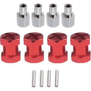 4Pcs RC Wheel Spacers 12mm Wheel Hex Hub 15mm Extension Adapter for 1/10 RC Crawler Axial Scx10 90046 D90 Redcat RC Hex Drive Adapter Combiner Coupler (Red,15mm)