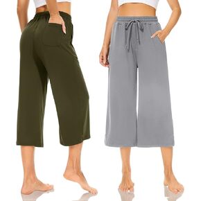 سراويل كابريس باللون الرمادي الفاتح وبنطلون كابريس باللون الأخضر العسكري للنساء بجيوب من SUNYAA in Kuwait