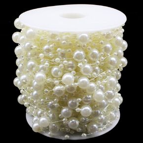 99 Feet Christmas Tree Beads Beaded Garland Strand 3-8mm Artificial Pearls String Beads Chain for DIY Crafts, Christmas, Wedding, and Party Decoration