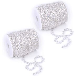 Tosnail 200 ft Crystal Beads by The Roll Crystal Beads String Beads Chain Crystal Garland Roll for Wedding Decorations Party Decoration Crafting Projects (Clear)
