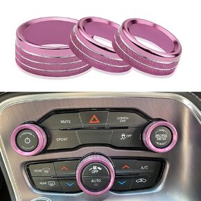 for Dodge Challenger Charger (2015-2021) AC Climate Control Knob Cover Auto Volume Tune Switch CD Button Trim Compatible for Chrysler 300 300s (2015-2020)、Ram 1500 2500 3500 (2013-2018) Blue 3Pcs