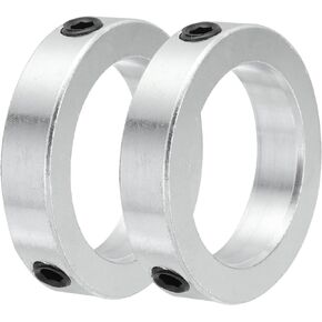 MECCANIXITY Shaft Collar 1.8 Inch Bore Zinc Plated Carbon Steel Set Screw Style Clamping Collars Silver 2 Pcs