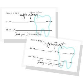 Dental Appointment Reminder Cards | 50 pack | Teeth Whitening, Dental Office, Client Reminder, Patients, Pediatric Dentist, Orthodontics, Bulk 2x3.5" Minimalist Teal Tooth
