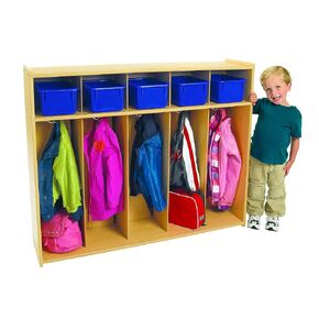 Angeles ANG7158, Value Line 5-Section Locker Kids Classroom or Toddler Daycare Coat Rack & Cubby Storage Shelves, Wooden