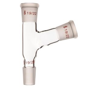 stonylab Glass 3 Way Glass Distilling Adapter, Borosilicate Glass Three-Way 105° Angle Adapter with 14/20 Joints for Laboratory Lab Supply