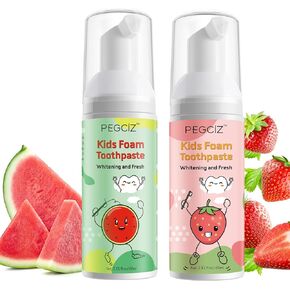 Foam Toothpaste Kids,Foaming Toothpaste Kids for U Shaped Toothbrush,Natural Formula Toothpaste,Deeply Cleaning Gums,Kids Oral Care Toothpaste, (Strawberry &Blueberry)
