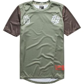 Troy Lee Designs Short Sleeve Flowline Youth Mountain Bike Jersey, Flipped Olive, Small