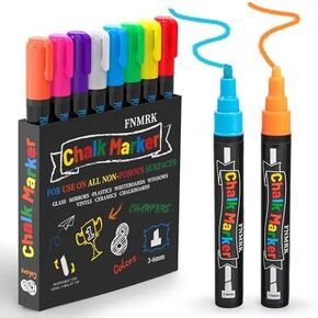 Pack of 8 Liquid Chalk Markers - Vibrant Chalk Markers for Blackboards, Chalkboards, Signs, Windows - Non- Toxic, Water-Based Chalkboard Markers, Reversible Tip