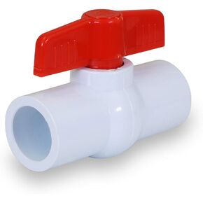Midline Valve PVC Ball Valve Red T-Handle Water Shut-Off 1 in. Solvent Connections White Plastic (482T100)