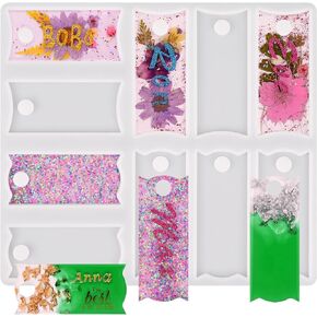Actvty Name Plate Resin Molds for Stanley Cup Lid, 10 Cavities Name Tag Silicone Molds for Resin Casting, DIY Personalized Custom Name Plates for Stanley 40oz and 30oz