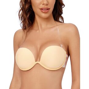 حمالة صدر نسائية من Wekofi ذات فتحة عميقة على شكل حرف V رافعة للأعلى بدون ظهر وبدون حمالات لاصقة من السيليكون بحزام شفاف in Kuwait