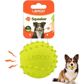 LaRoo Squeaky Dog Ball Toy, Durable Natural Rubber Squeaker Ball Floating Throwing Training, Teeth Cleaning Chew Toy for Pet Small Medium Large Dogs (6.5CM Green)