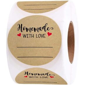 2 Inch Wreath Design with 3 Lines for Writing (500 Labels per roll) Natural Brown Kraft Stickers for Canning Labels Jar, Store Owners, Crafts, Organizing, Price Tags, Weddings, Baby Showers