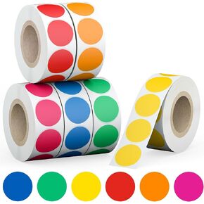Anylabel 3/4" Round Color Coding Circle Dot Labels 4000 PCS Includes Bright Yellow Green Red Pink Orange Blue(8 Rolls,500 Labels/Roll)