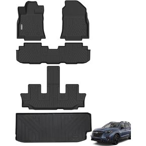WAYIDSS Floor Mats & Trunk Mat for 2019-2024 Subaru Ascent 7 Seats(Bucket Seating), 3 Rows Full Set with Cargo Liner,TPE All Weather Protection Custom Fit Car Floor Liners Accessory-Black