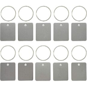 StayMax Rectangle Engraving Blanks Stamping Blanks Stainless Steel Blank Tags with Key Rings 25 Pack