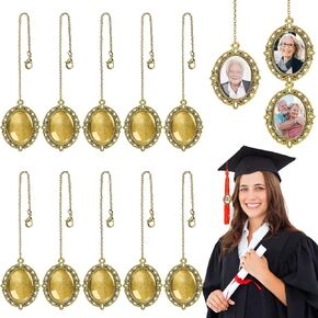 SANNIX 10 Pcs Graduation Cap Charm, Graduation Memorial Tassel Charm 2024 Charms for Graduation Cap Tassel Memorial Photo Charm Graduation Gift Graduation Cap Decorations(Silver)