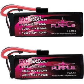 CNHL 5000mAh 2S Lipo Battery 7.4V 50C with TR Plug for RC Car RC Buggy Truck RC Truggy RC Heli Airplane Drone FPV Racing（2packs）