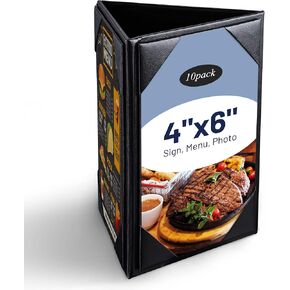 WeChef 10 حزمة 4 × 6 بوصة 3 جوانب حامل قائمة مثلث أسود من الجلد لطاولة البار والمطعم والمقهى in Kuwait