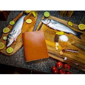 Leather Menu Cover with Elastic String Holder (Chestnut, 5.5 x 8.5)