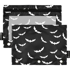 CBBYY Axolotl Pencil Pouches for 3 Ring Binder,2 Pack 3 Ring Binder Pencil Case With Zipper Reinforced Grommets,Pencil Bags for Office Organizers