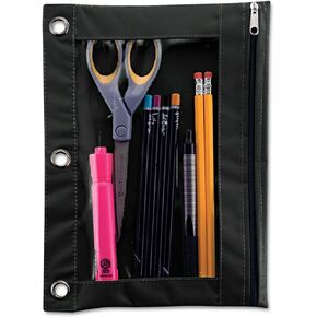 Advantus 67024 Binder Pencil Pouch, 10 x 7 3/8, Black/Clear