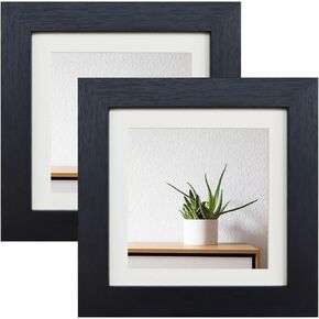 5×5" Photo Frames White MDF Square Picture Frames for Photos 3.5 X 3.5 inches with Mat or 5 X 5" without Mat, Set of 2 with Acrylic Glass For Wallmounted & Desk Top