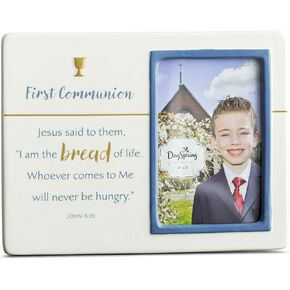 DaySpring I am The Bread and The Life First Communion Ceramic Picture Frame, 9.5 x 11.5, White