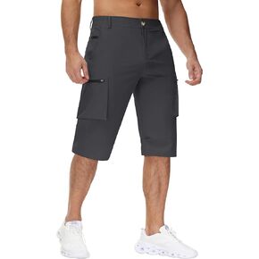 Men's 15" Long Shorts Below Knee Capri Hiking Casual Cargo Short Zippers Pockets Quick Dry Lightweight Water Resistant
