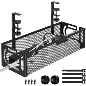 Under Desk Cable Management Tray, No Drill Steel Desk Cable Organizers, Wire Management Tray Cable Management Rack (24.4" Length-White) in Kuwait