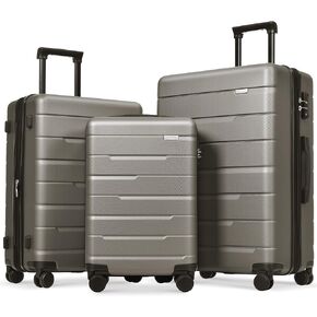 FridayParts 3 Piece Suitcase Set, Golden Green