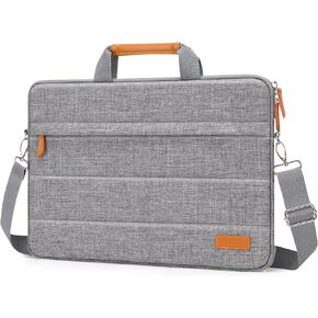 MOSISO Laptop Shoulder Bag, 15.6 inch Computer Bag Compatible with MacBook 16 inch, HP, Dell, Lenovo, Asus, Razer Notebook, Quilted Messenger Bag with Front Horizontal Pocket & Strap & Belt, Gray
