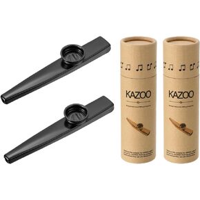 MECCANIXITY Kazoo Musical Instrument Aluminum Alloy Red with Beautiful Gift Cylindrical Box for Party Guitar Ukulele Violin Piano Keyboard Pack of 2