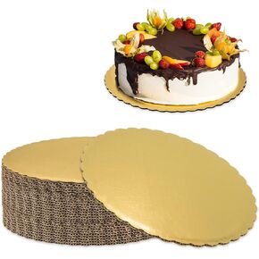 Fit Meal Prep 20 Pack Cake Boards, 8 Inch Round Gold Cake Circles, Disposable Pizza Circles Cake Pan Base Stand for Desserts and Pastries, Greaseproof Cardboard Cake Rounds for Cake DIY, Birthday