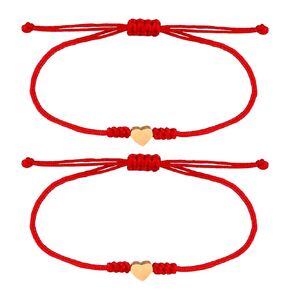 Kabbalah Red String Bracelet Red Bracelet for Protection,Mother Daughter Bracelets,Matching Heart Red Thread Friendship Bracelets for Teens, Couples, Sisters Valentine's Day Gift (Gold)