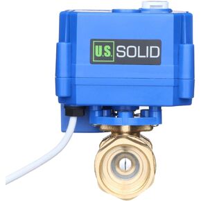 Motorized Ball Valve- 1/2" Brass Ball Valve with Manual Function, Full Port, 9-24V AC/DC and 2 Wire Auto Return Setup by U.S. Solid