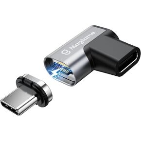2Pack 240W Magnetic Right Angle USB C Male to USB C Female Adapter 90 Degree, Type C Adapter Extender, 40Gbps 4K Video for Thunderbolt 3/4 USB4 Steam Deck, ROG Ally, Switch, PC, Tablet, iPhone 15