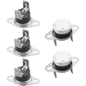 Fielect 5Pcs KSD301 Thermostat 80°C/176°F Normally Closed N.C Snap Disc Limit Control Switch Microwave Thermostat Thermal Switch Bent Angle