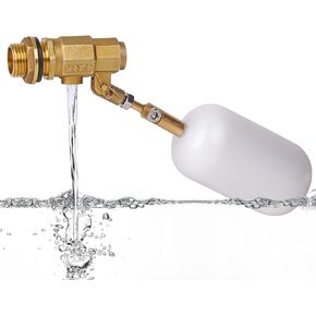 Float Valve 1/2 inch,Brass Valve with Plastic Water Float Ball Valve with Adjustable Arm Automatic Fill for Water Trough,Fountains,Water Tank,Ponds,Pool,Aquariums (1)