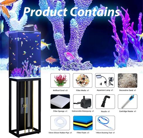 Aquadock 12 جالون حوض أسماك أكريليك مستطيل مع حامل وفلتر ومضخة ومصباح، مجموعة أسماك بيتا المبتدئة، مناظر طبيعية إبداعية صديقة للبيئة لديكور المنزل، والباحات وغرفة المعيشة والمكتب والمطبخ in Saudi Arabia
