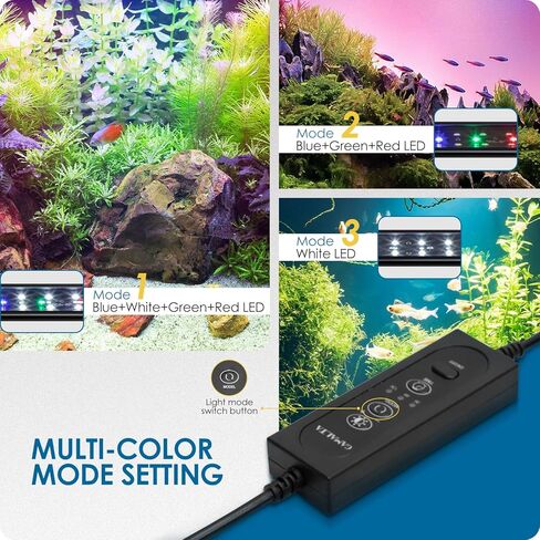 Aquarium Light,Full Spectrum Aquarium Light with Expandable Bracket,White Blue Red Green LEDs, Adjustable Timer and Brightness for 12~18IN Fish Tank in Saudi Arabia