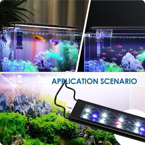 Aquarium Light,Full Spectrum Aquarium Light with Expandable Bracket,White Blue Red Green LEDs, Adjustable Timer and Brightness for 12~18IN Fish Tank in Saudi Arabia