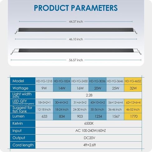 Aquarium Light,Full Spectrum Aquarium Light with Expandable Bracket,White Blue Red Green LEDs, Adjustable Timer and Brightness for 12~18IN Fish Tank in Saudi Arabia