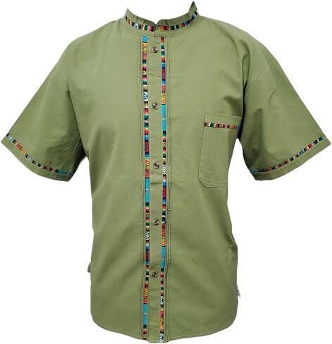 قمصان Guayabera المكسيكية للرجال متعددة الألوان والمقاسات المصنوعة في المكسيك قمصان رجالي بجيب أمامي من هاواي كاجوال بأكمام قصيرة وأزرار للأسفل قميص Oaxaca للشاطئ (M، أسود) in Kuwait