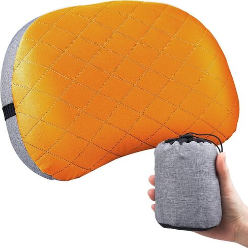 Inflatable Camping Pillow with Removable Cover - Ultralight Compressible Camp Pillows for Sleeping, Backpacking, Hiking, Beach - Portable Blow Up Air Travel Pillow for Neck & Lumbar Support - Black in Saudi Arabia