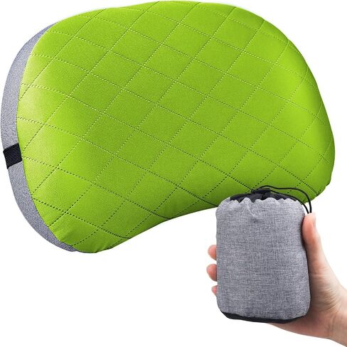 Inflatable Camping Pillow with Removable Cover - Ultralight Compressible Camp Pillows for Sleeping, Backpacking, Hiking, Beach - Portable Blow Up Air Travel Pillow for Neck & Lumbar Support - Black in Saudi Arabia