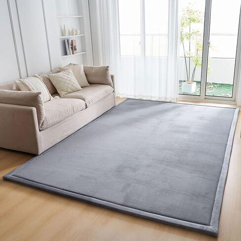 ALEGTER Grey Coral Velvet Rug with Non-Slip Backing on Reverse Side of Floor mat,Large Solid Color Bedroom Rug Suitable for Living Room,Bedroom Yoga Mat,Baby Crawling Mat,60"x80" in Saudi Arabia